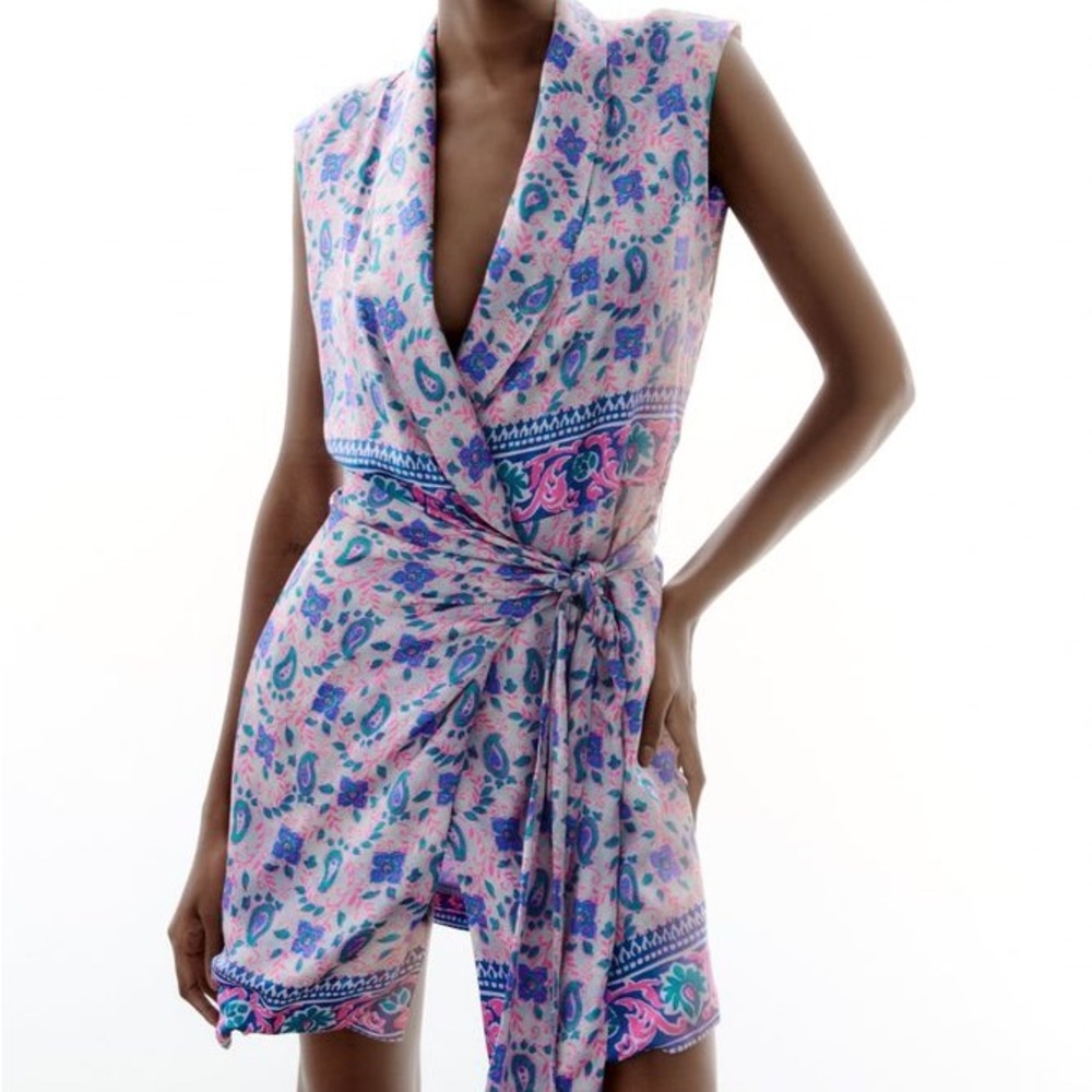 ZARA PRINTED WRAP DRESS - Picture 2 of 10